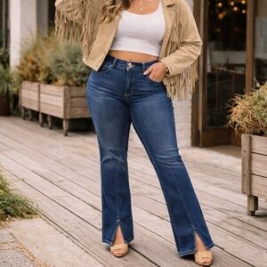 Lovervet by Vervet High Rise Flare Jeans 32 Split Hem Western Nashville Denim